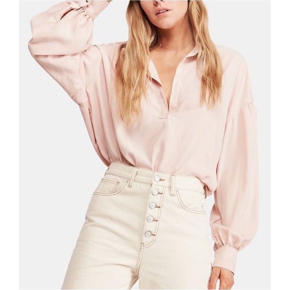 We The Free Light Pink love until tomorrow oversized poet blouse